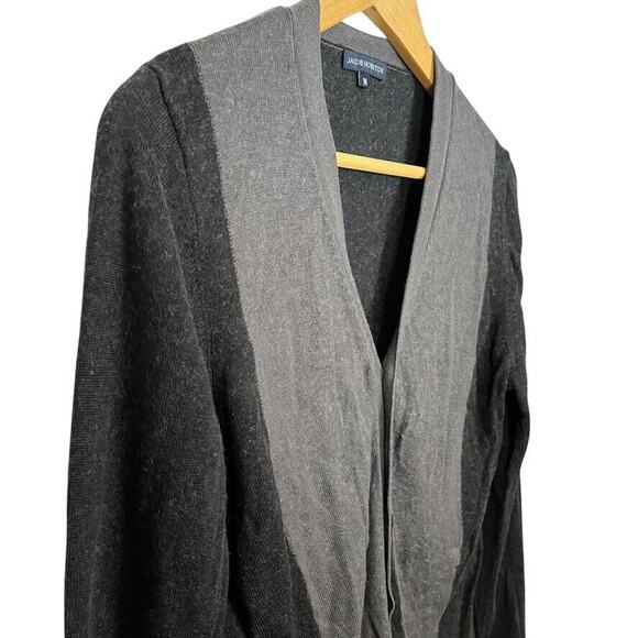 Jacob Holston Mens Silk Cashmere Blend Dark Gray Cardigan Sweater Preppy sz M - Picture 4 of 16
